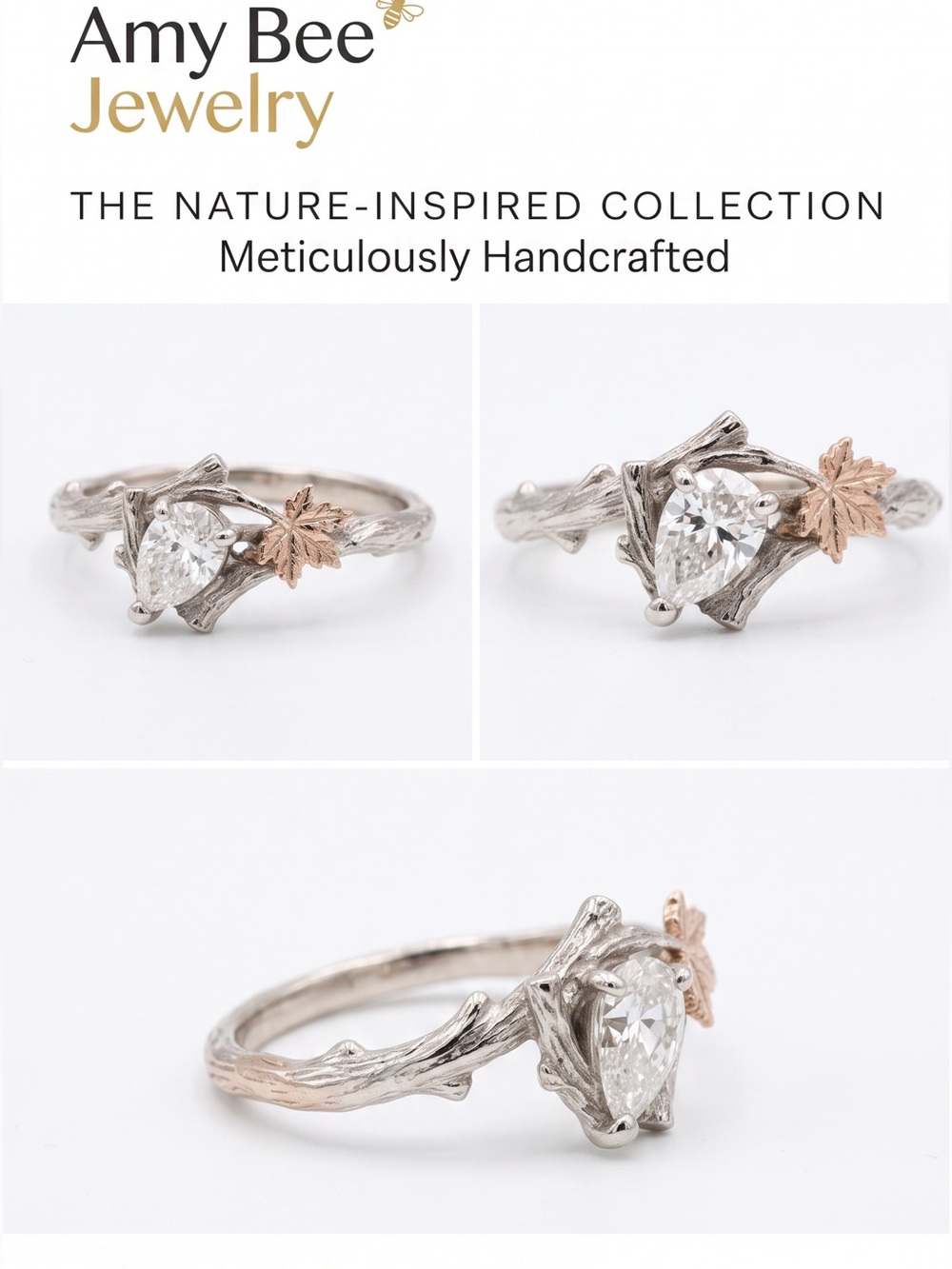 Silver Plated Nature Inspired Leaf Ring. New.